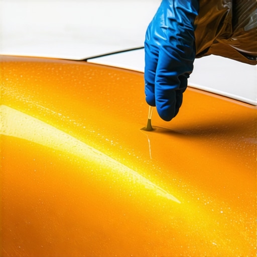 DIY Ceramic Coating Application in West LA Close-up of ceramic coating being applied to car paint for a glossy, protective finish