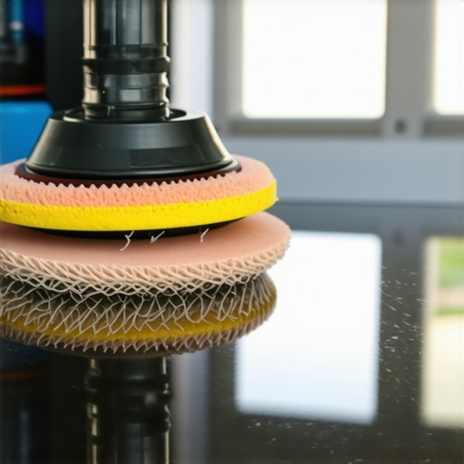 A person using a dual-action polisher to buff a car's paint for a smooth, glossy finish