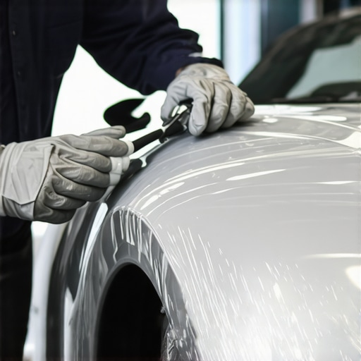 Detailer applying ceramic coating to a car's plastic bumper for protection and shine.