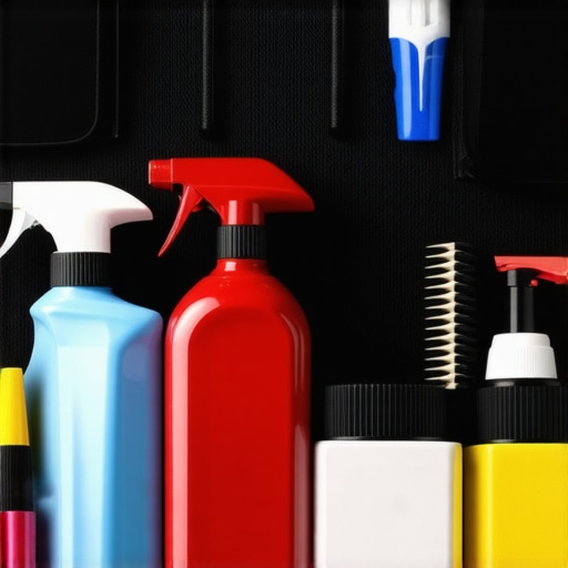 A comprehensive setup of car detailing supplies and equipment ready for use