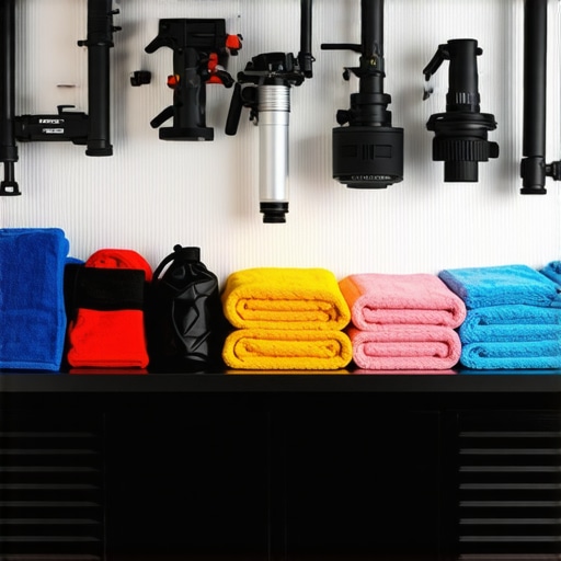 Organized professional car detailing tools and equipment for maintenance and long-term use.