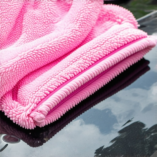 Gentle Microfiber Wash Mitt on Vehicle Surface Microfiber wash mitt cleaning car paint surface for safe detailing