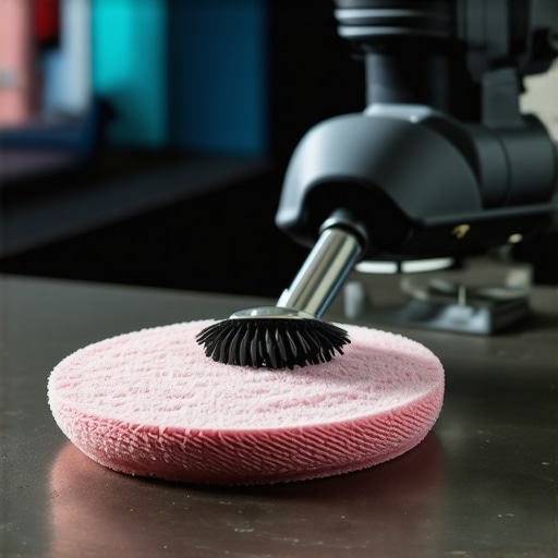 Car detailing technician cleaning polishing pad for optimal performance