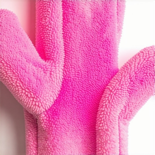 Close-up image showing a microfiber mitt cleaning a car's paint