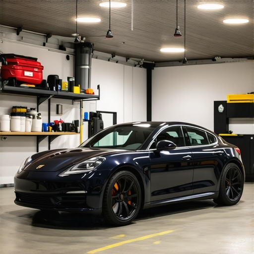 Detailed photo of a professional car detailing workspace with advanced tools and supplies