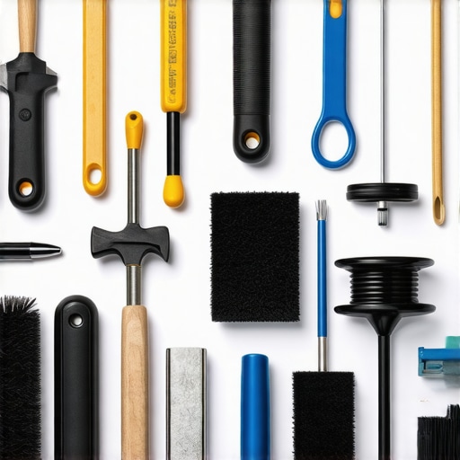 A neat setup of car polishing pads, microfiber towels, and spray bottles on a workbench