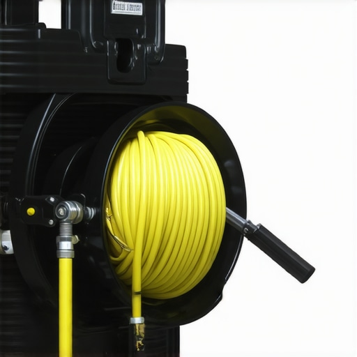 Operator inspecting and maintaining a water hose reel during a mobile detailing service