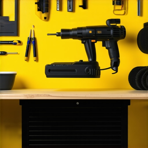 A well-organized mobile detailing station with cordless polisher and cleaning supplies