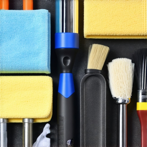 A set of high-quality auto detailing tools ready for use in a professional garage