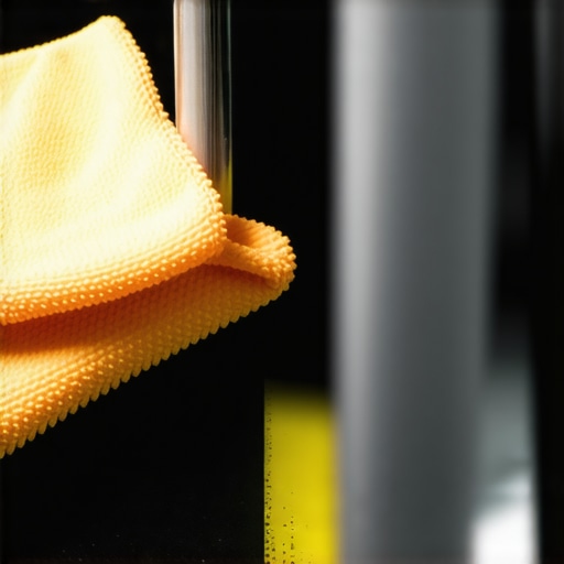 A detailing professional cleaning a polisher with a microfiber cloth to ensure optimal performance.