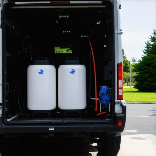 A mobile detailing van equipped with the latest pressure rinsing gear, demonstrating efficiency and professionalism.