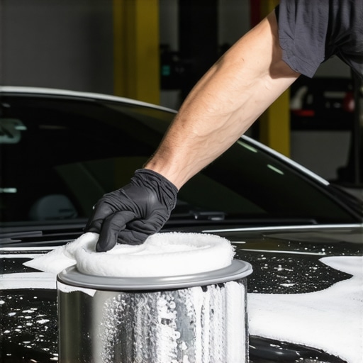 Applying Ceramic Coating A detailer carefully applying ceramic coating to a car's hood with a foam applicator.