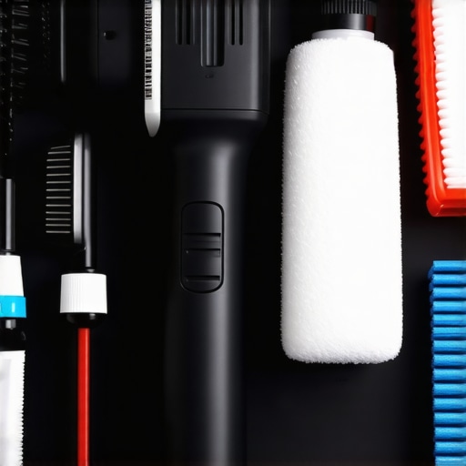 Auto Detailing Tools in Action A comprehensive set of professional auto detailing tools arranged for a detailing session