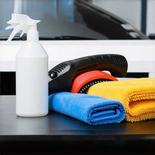 Professional car detailing equipment including polisher and applicator used in West LA