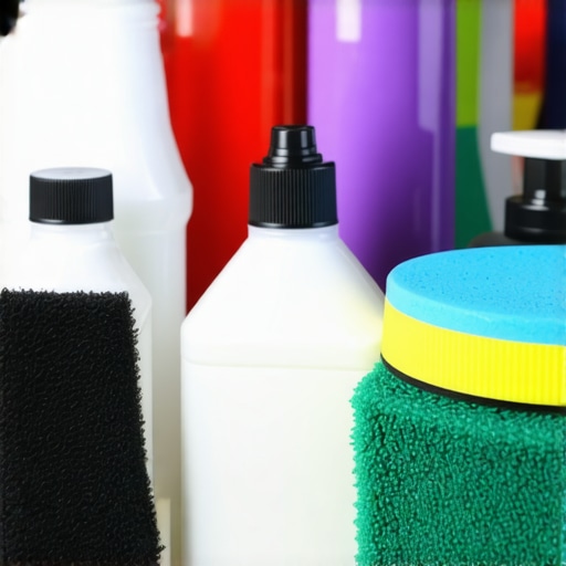 Essential Auto Detailing Equipment for Professionals A collection of high-quality polishing pads, car wash soap bottles, and LED inspection lights used in professional auto detailing.