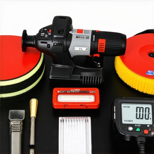 A collection of top-tier car detailing tools set up for professional maintenance