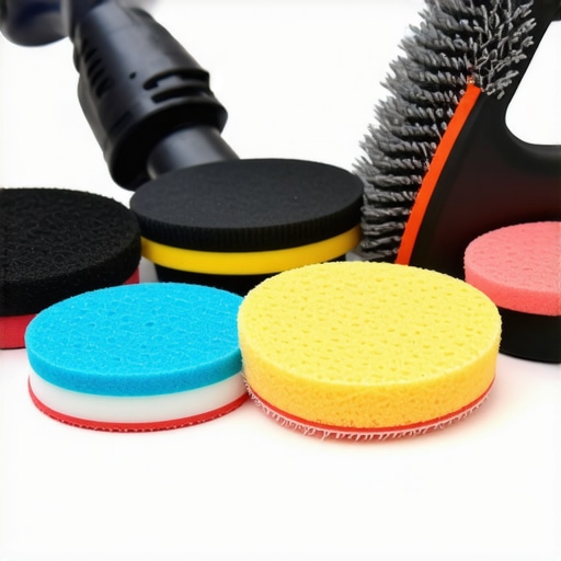 Essential car detailing tools for 2026 Set of professional car detailing tools arranged on a workbench, including polisher and microfiber pads.