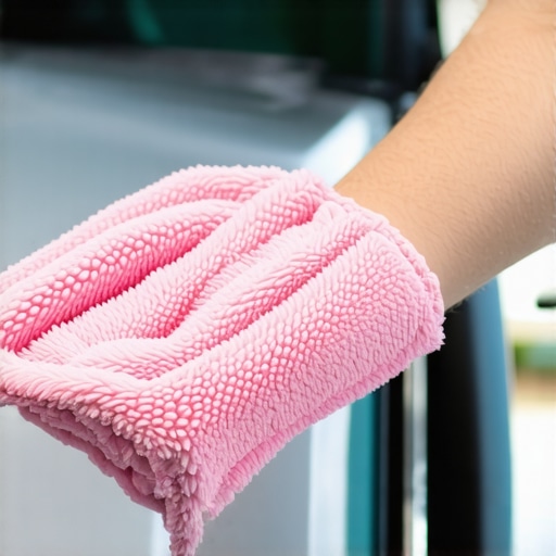 Microfiber wash mitt cleaning car surface gently