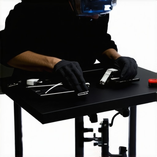 Mobile detailer adjusting LED lights to illuminate a car's surface during night-time detailing