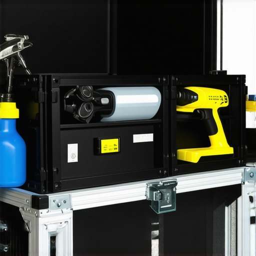 Portable mobile detailing setup with tools and supplies for car cleaning