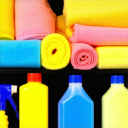 A neatly arranged set of polishing tools, microfiber towels, and auto detailing supplies on a workbench for car maintenance in West Los Angeles
