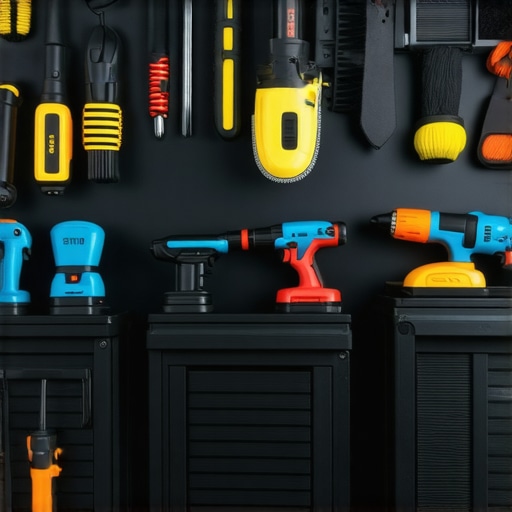 Professional detailing setup with cordless equipment and organized storage.