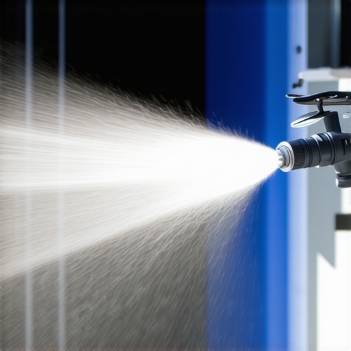 A detailed shot of a professional pressure washer nozzle showing adjustable spray settings in use during a car wash process.