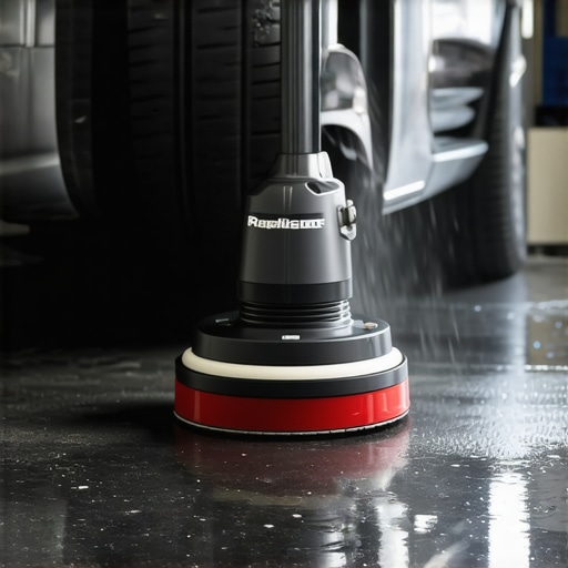 Auto detailing technician using RupesBigFoot LE500 on high-end car