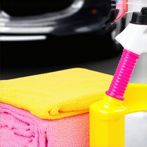 Car detailing setup with foam cannon, microfiber towels, and ceramic coating tools