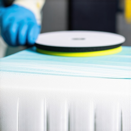 Expert applying ceramic coating to a car's hood with polishing pads for a mirror-like finish