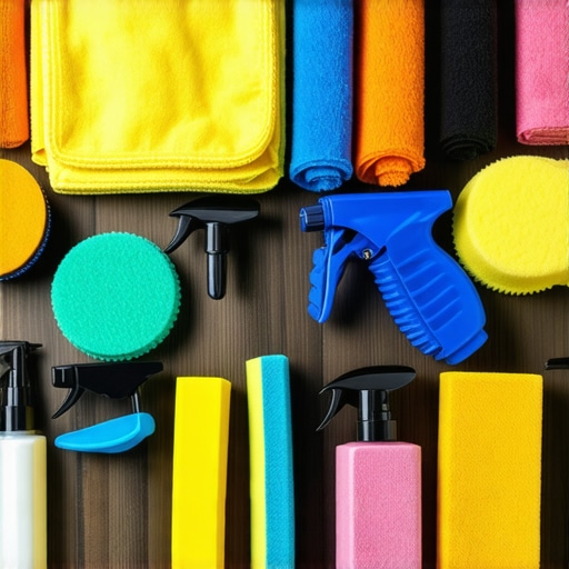 Assortment of high-quality car detailing products arranged for professional use.