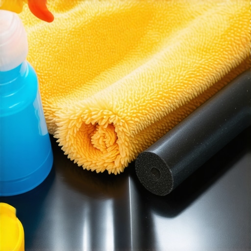 High-quality microfiber towels, polisher, and ceramic spray on a car hood