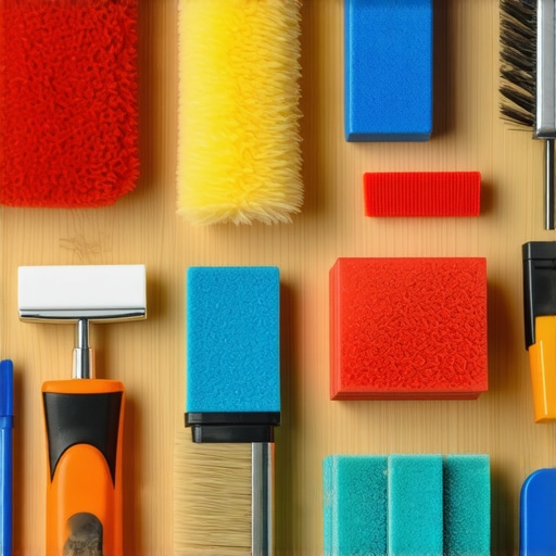 An organized setup of detailed car care equipment showing brushes, polishes, and cleaning tools.