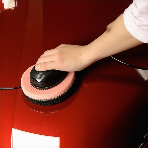 A detailer polishing a car with a dual-action polisher to achieve high-gloss finish.