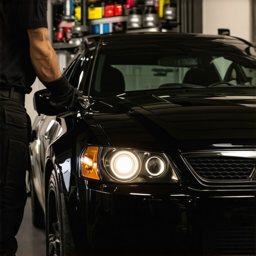 Person polishing car with cordless buffer