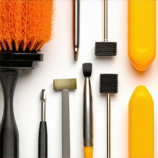 Tools used for car detailing arranged neatly on a workbench, emphasizing maintenance and longevity