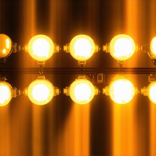 Professional mobile work lighting setup illuminating a car being detailed in a garage