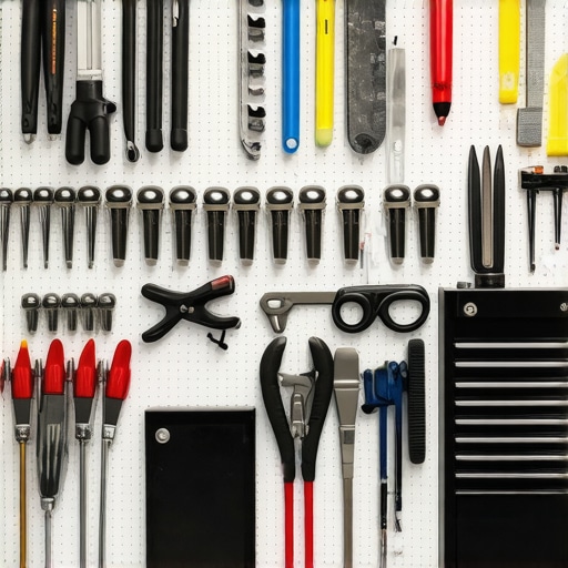 Showcase of professional car detailing tools in a West LA shop with organized shelves and modern equipment